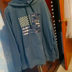 Men's Green Hoodie with Flag Design NWOT Never Worn 3xl